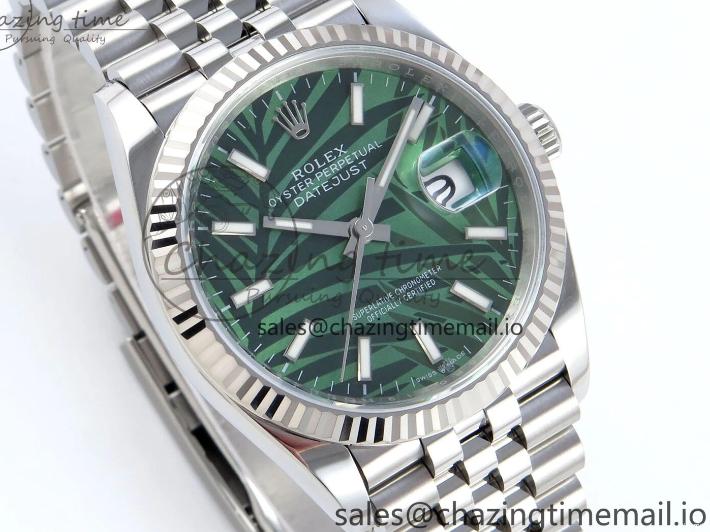 DateJust Jubilee Leaf A3235 Bracelet Edition EWEF on Green Dial 36 Marker Stick 126234 Best 0307